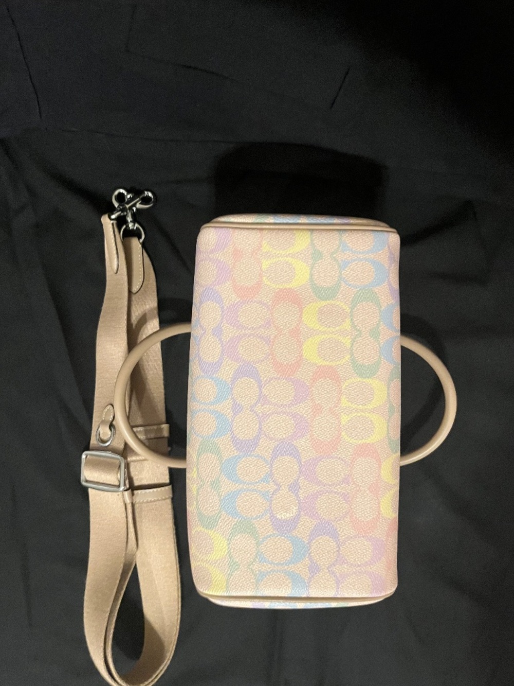 LIKE NEW Coach Rowan Pastel Rainbow Multicolor Signature Satchel Bag - Picture 7 of 13